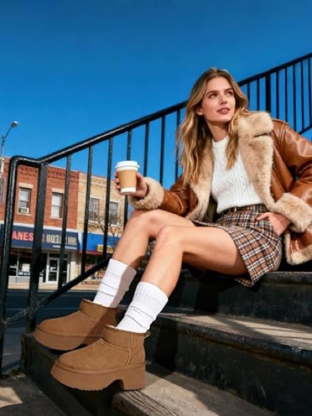 Temofon Platform Leather Ankle Boots